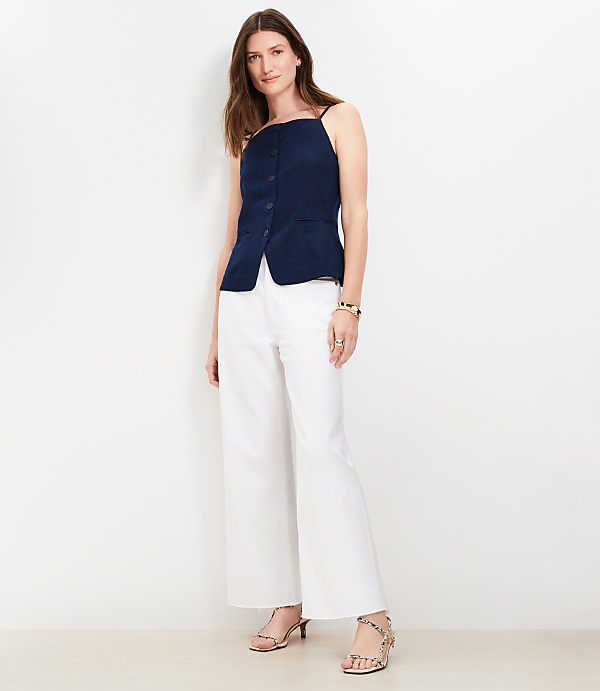 Petite Linen Blend Strappy Vest Top