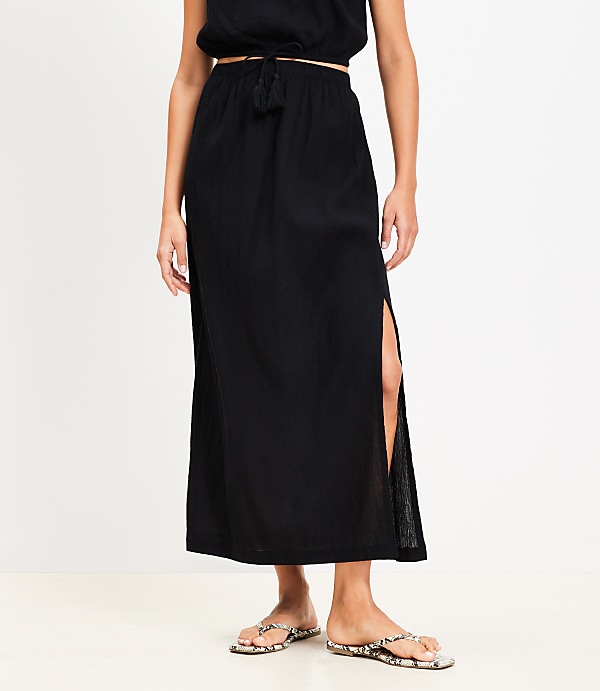 LOFT Beach Crinkle Midi Skirt