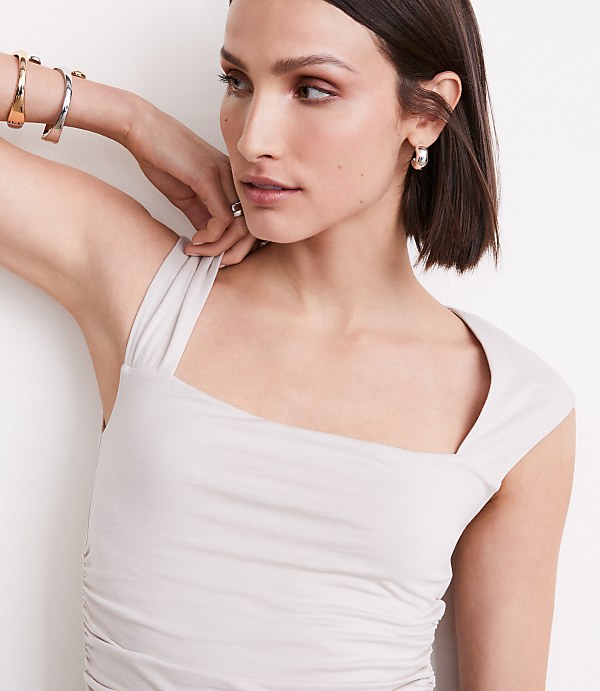 LOFT Versa 360 Knit Ruched Square Neck Bodysuit