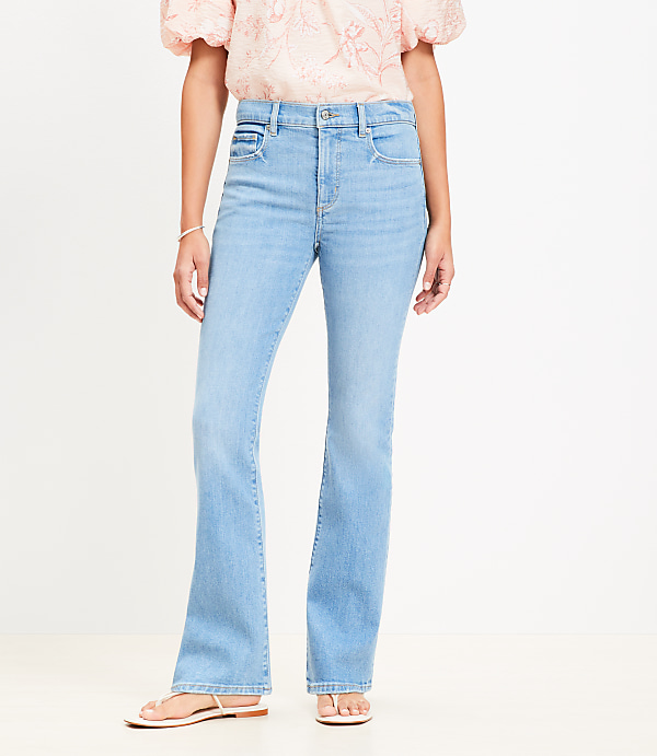 Petite Mid Rise Boot Jeans in Light Wash Indigo