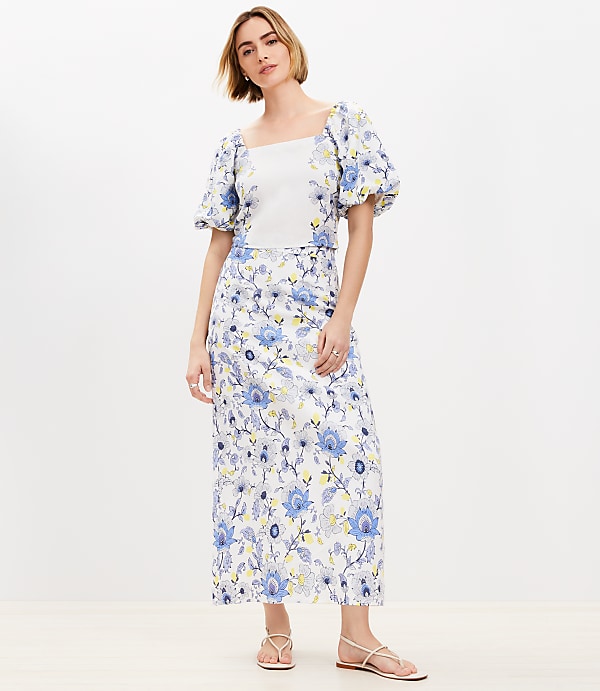 Garden Linen Blend Midi Skirt