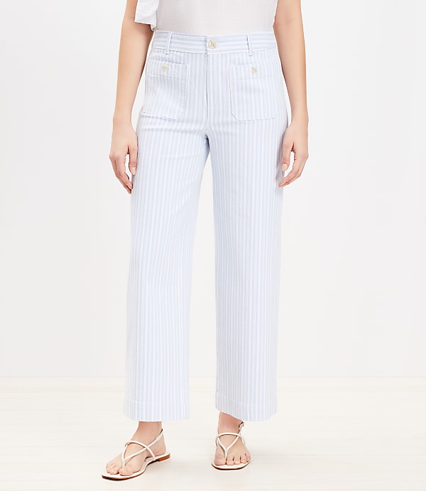 Palmer Wide Leg Crop Pants in Textured Stripe