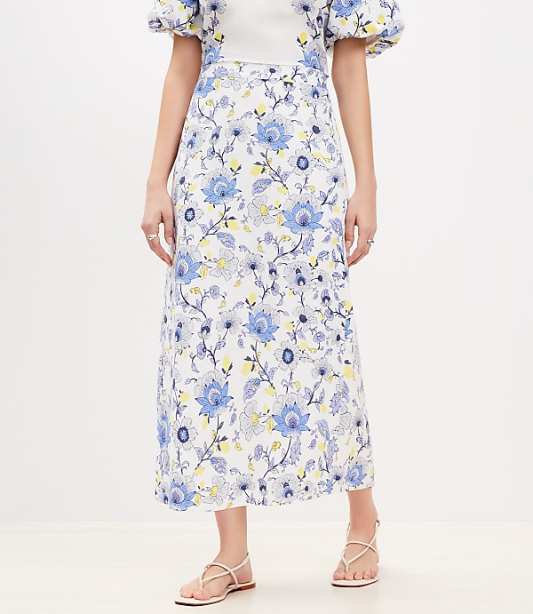 Garden Linen Blend Midi Skirt