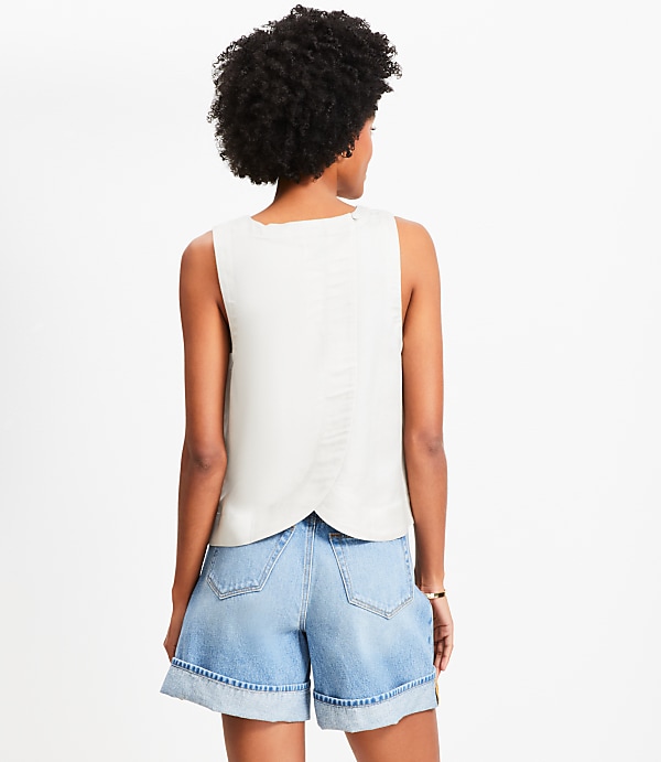 Petite Linen Blend Petal Back Shell