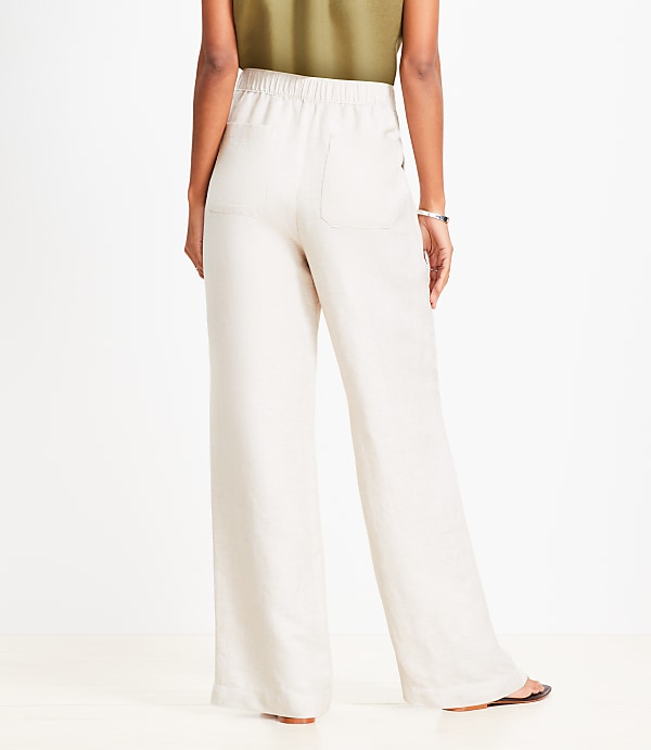 Petite Pull On Straight Pants in Linen Blend