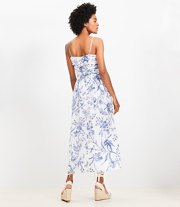 Bird Toile Strappy Midi Pocket Dress