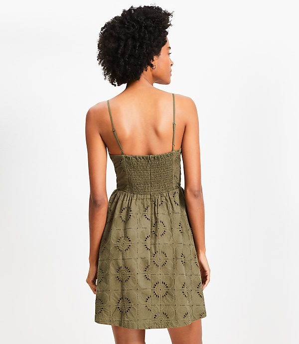 Mosaic Eyelet Strappy Mini Pocket Dress
