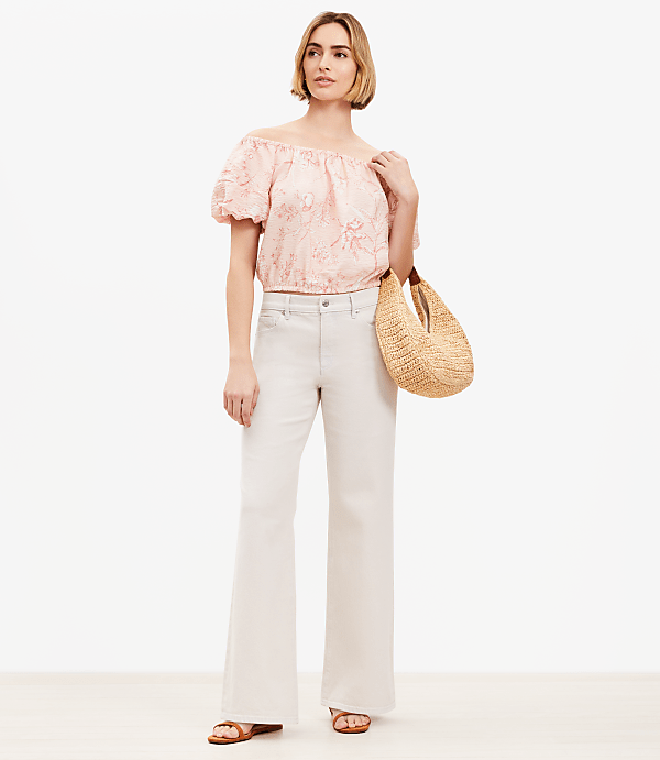 Petite Mid Rise Wide Leg Jeans in Washed Pink