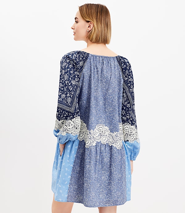 Petite Lace Paisley Tie Mini Pocket Dress