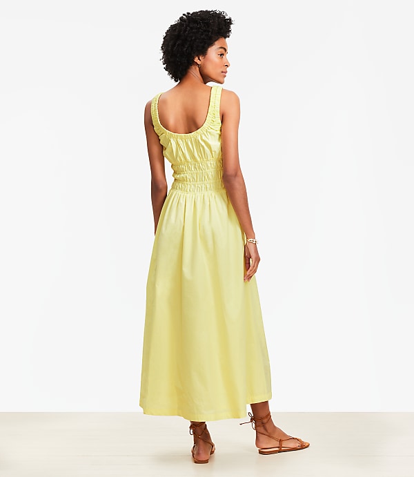 Poplin Smocked Maxi Pocket Dress