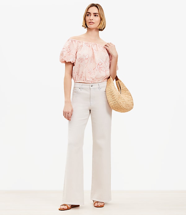 Mid Rise Wide Leg Jeans in Washed Pink