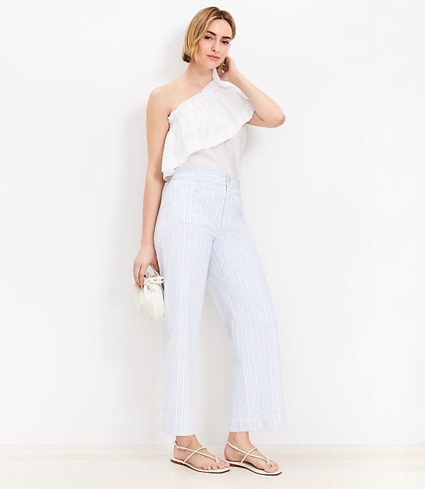 Palmer Wide Leg Crop Pants in Textured Stripe