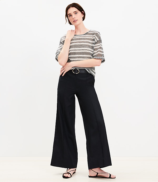 Pintucked Wide Leg Pants