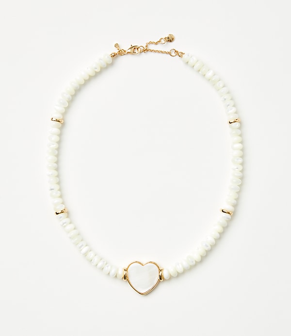 Mother Of Pearl Heart Beaded Statement Necklace