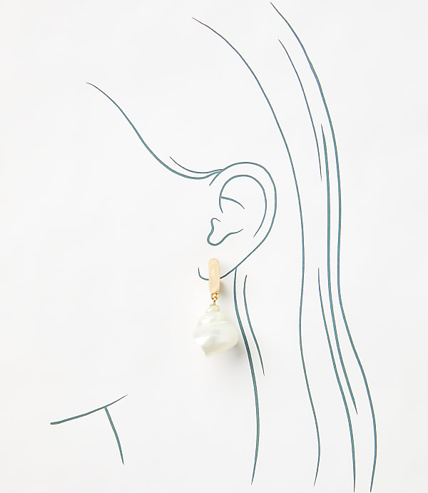 Mother Of Pearl Shell Drop Hoop Earrings