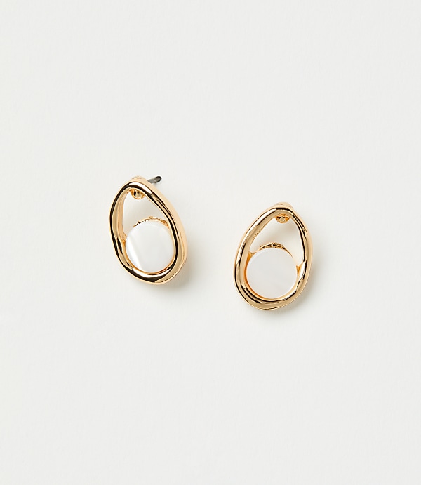 Mother Of Pearl Center Stud Earrings
