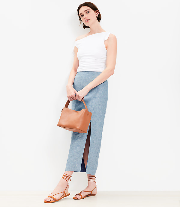 Linen Blend Maxi Skirt