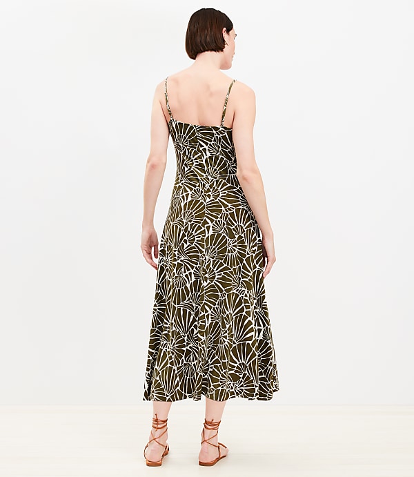 Shell Ruched Strappy Midi Dress