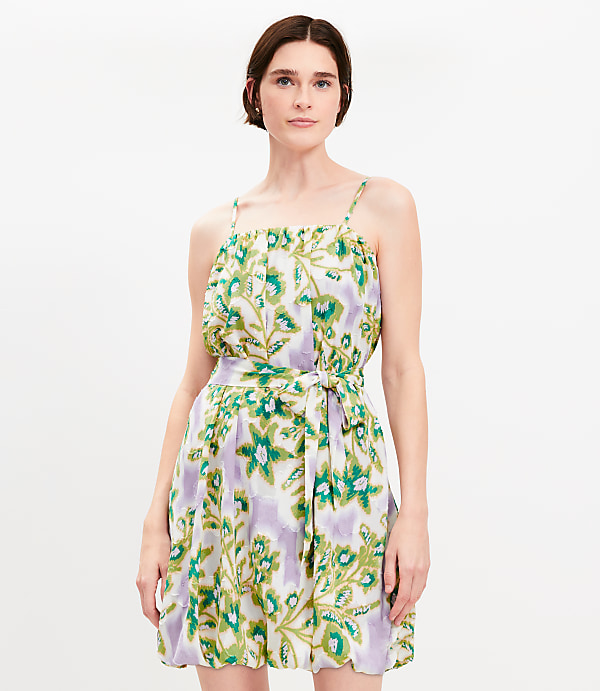 Floral Clip Pleated Mini Pocket Dress