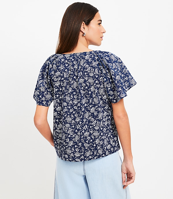 Petite Bandana Mixed Media Flutter Top