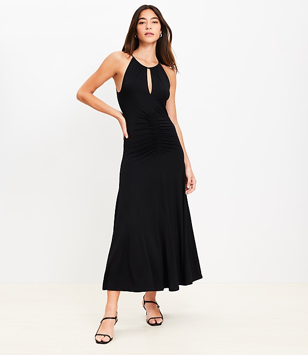Ruched Midi Halter Dress