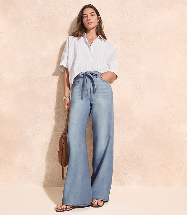 Palazzo Jeans in Light Wash