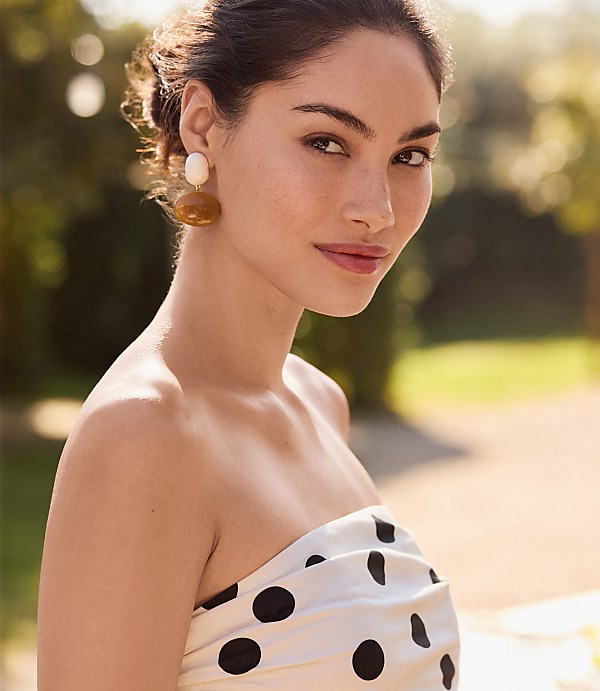 Dotted Ruched Strapless Top