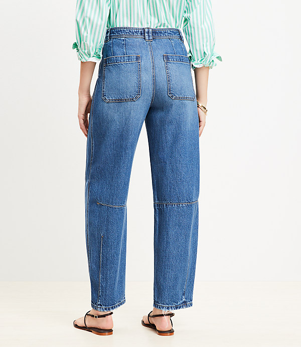 Petite High Rise Utility Barrel Jeans