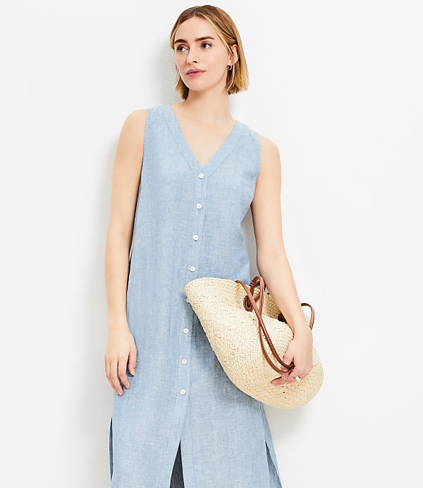 Linen Vest Midi Dress