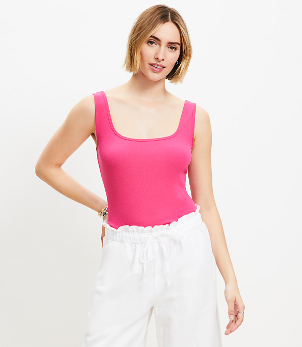 Perfect Ribbed Square Neck Tank Top