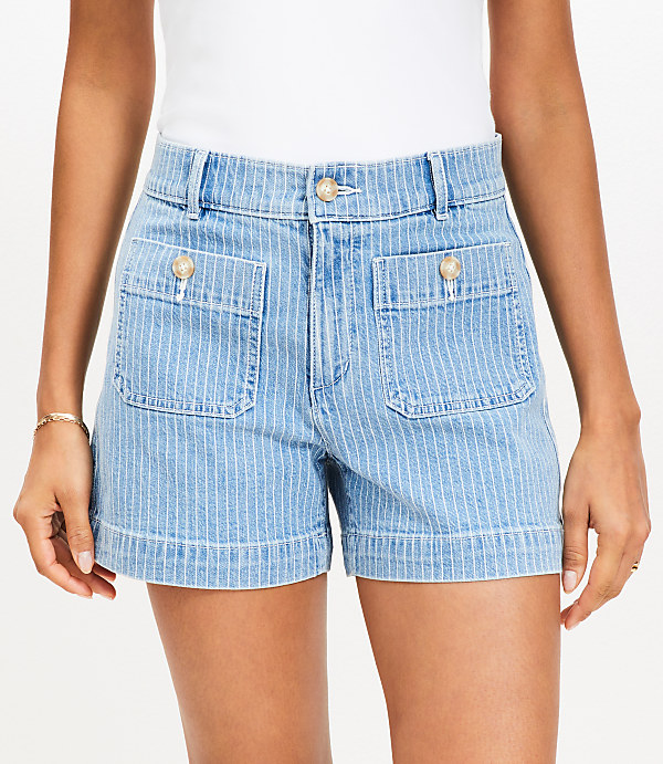 Palmer Denim Shorts in Blue Stripe