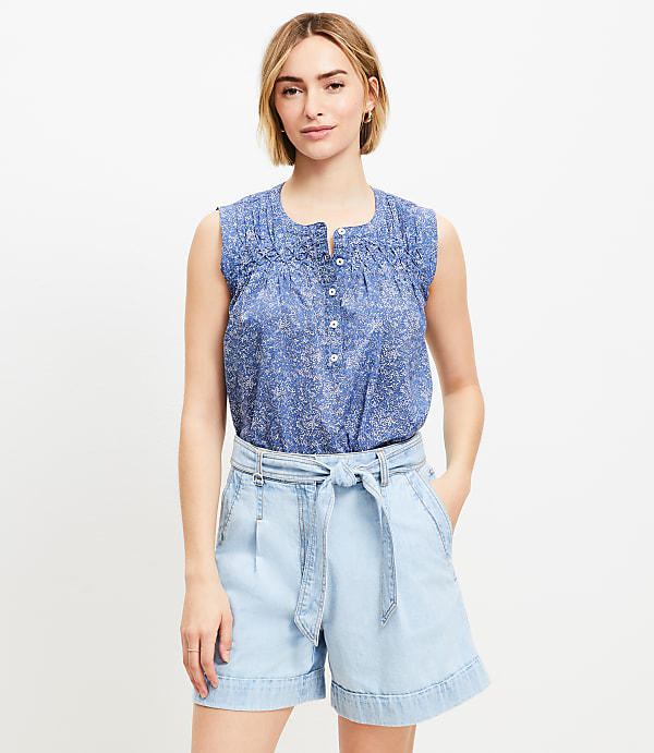 Paisley Pleated Yoke Top
