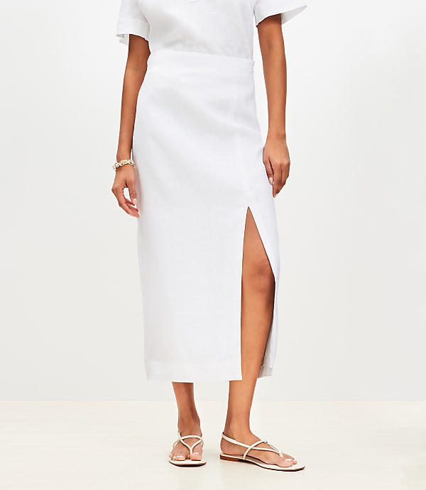 Petite Linen Column Maxi Skirt