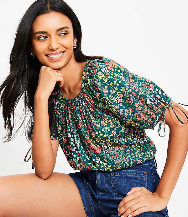 Petite Garden Tie Cuff Top