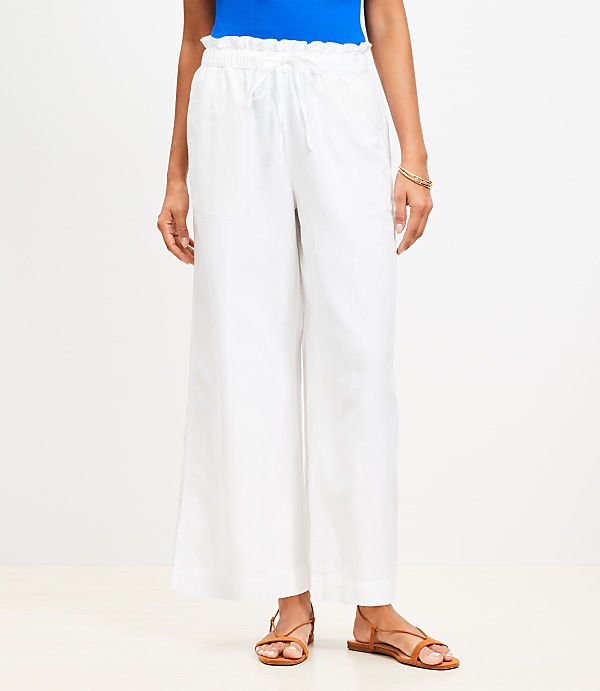 Breezy Wide Leg Ankle Pants in Linen Cotton