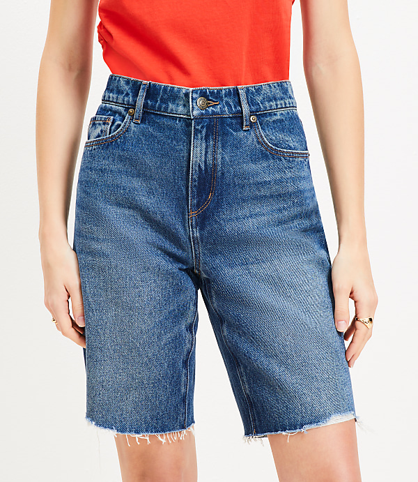 Petite Denim Bermuda Shorts in Vintage Dark Wash