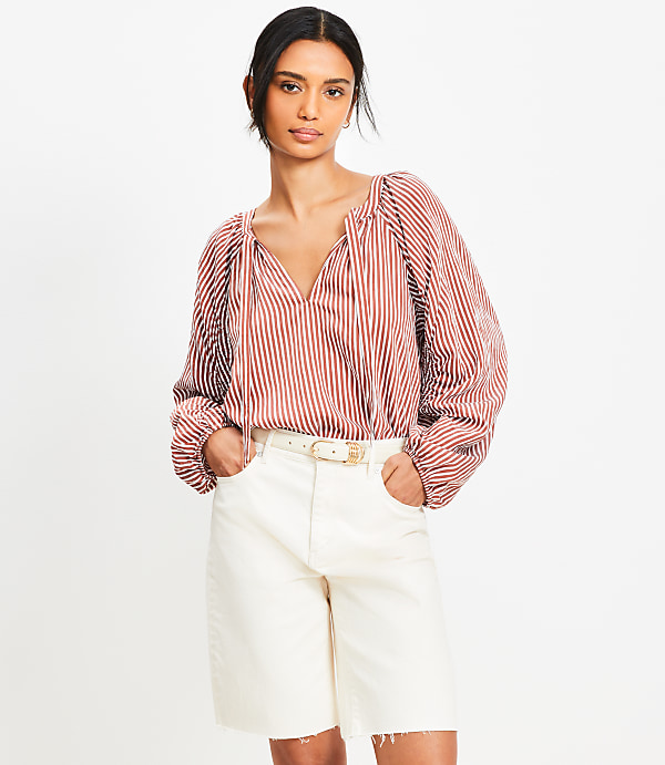 Denim Bermuda Shorts in Ivory