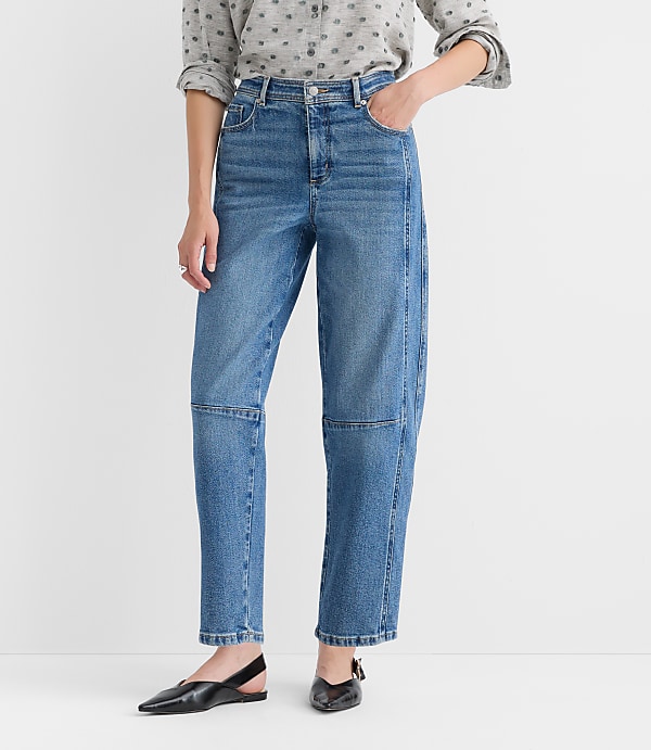 High Rise Barrel Jeans in Classic Mid Wash