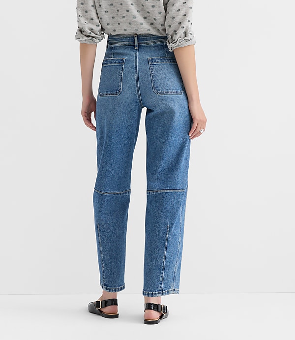 High Rise Barrel Jeans in Classic Mid Wash