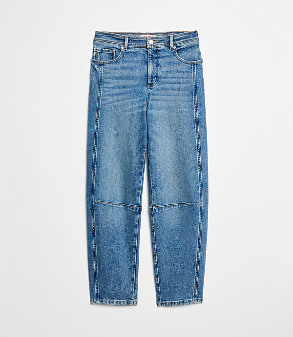 High Rise Barrel Jeans in Classic Mid Wash