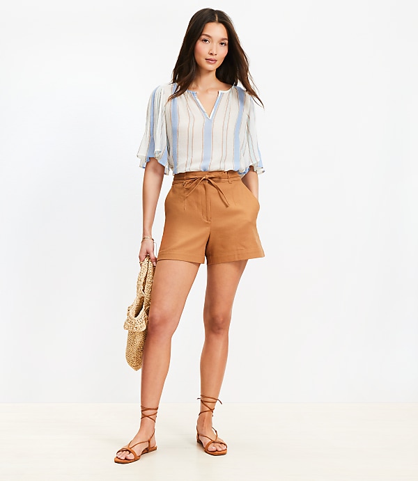Belted Shorts in Twill