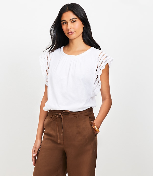Petite Crochet Flutter Top