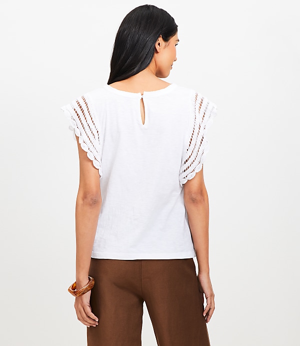 Petite Crochet Flutter Top