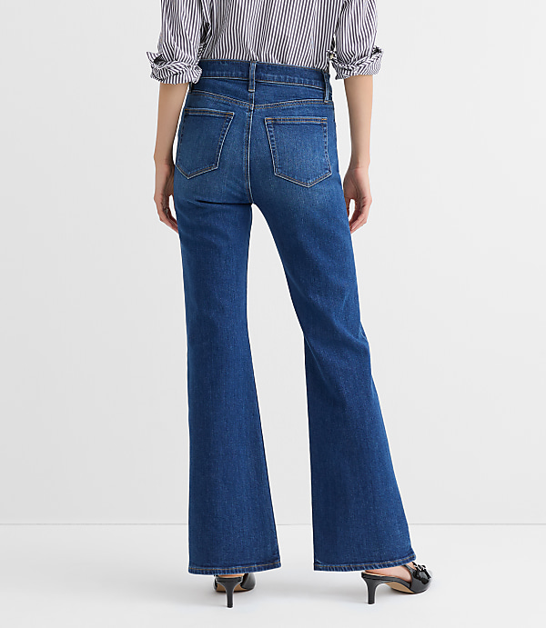 Petite High Rise Relaxed Flare Jeans in Medium Wash