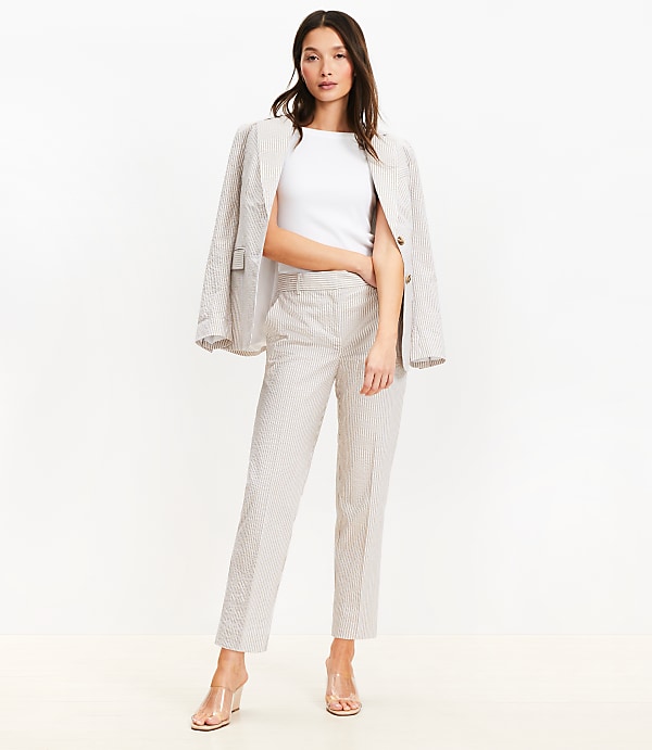 Tall Riviera Slim Pants in Striped Seersucker