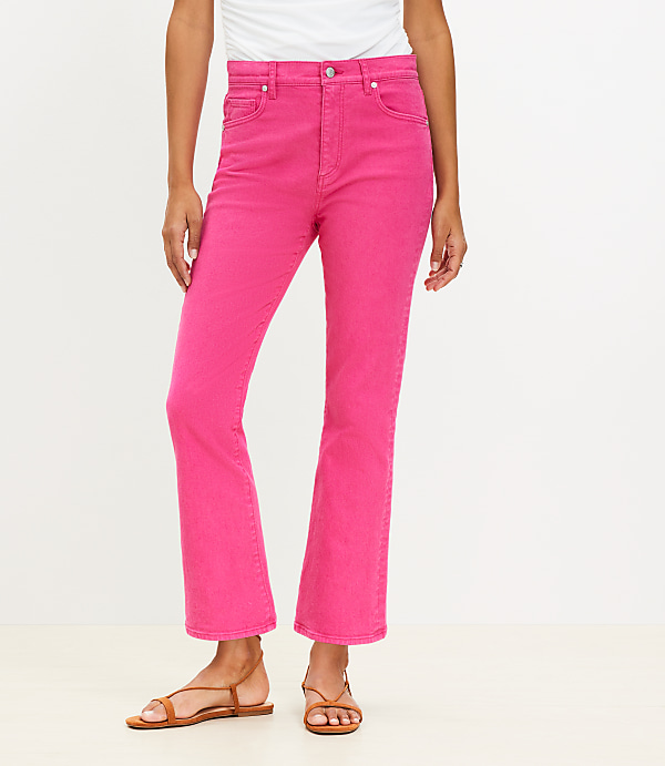 High Rise Kick Crop Jeans in Watermelon Sorbet