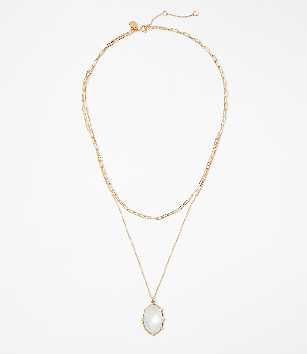 Mother Of Pearl Layered Pendant Necklace