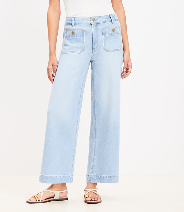 Tall Palmer Wide Leg Crop Jeans in Light Vintage Indigo Wash