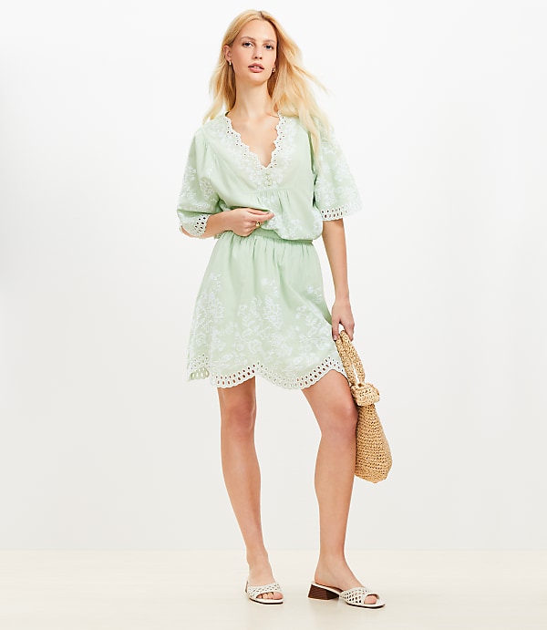 Petite Floral Eyelet Mini Skirt