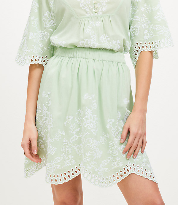 Floral Eyelet Mini Skirt
